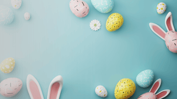 Easter bunny ears and decorative Easter eggs