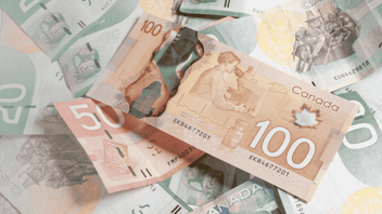 Canadian money in a pile