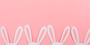 white and pink bunny ears on a pink background