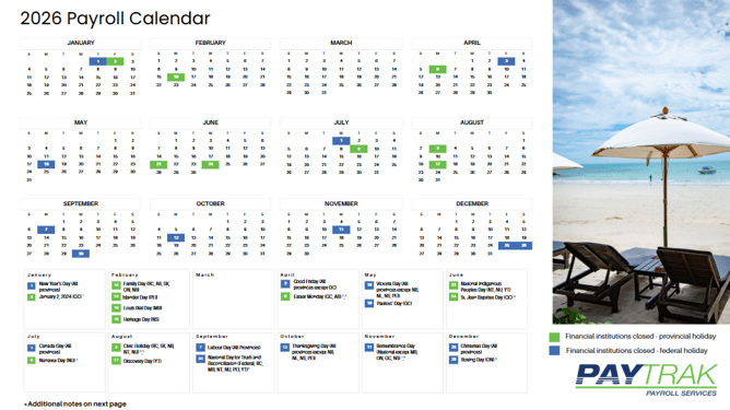 snip 2026 payroll calendar